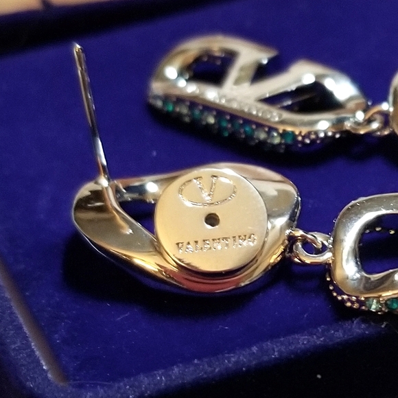 Valentino VLOGO Swarovski Crystal Dangle Earrings - Picture 7 of 8